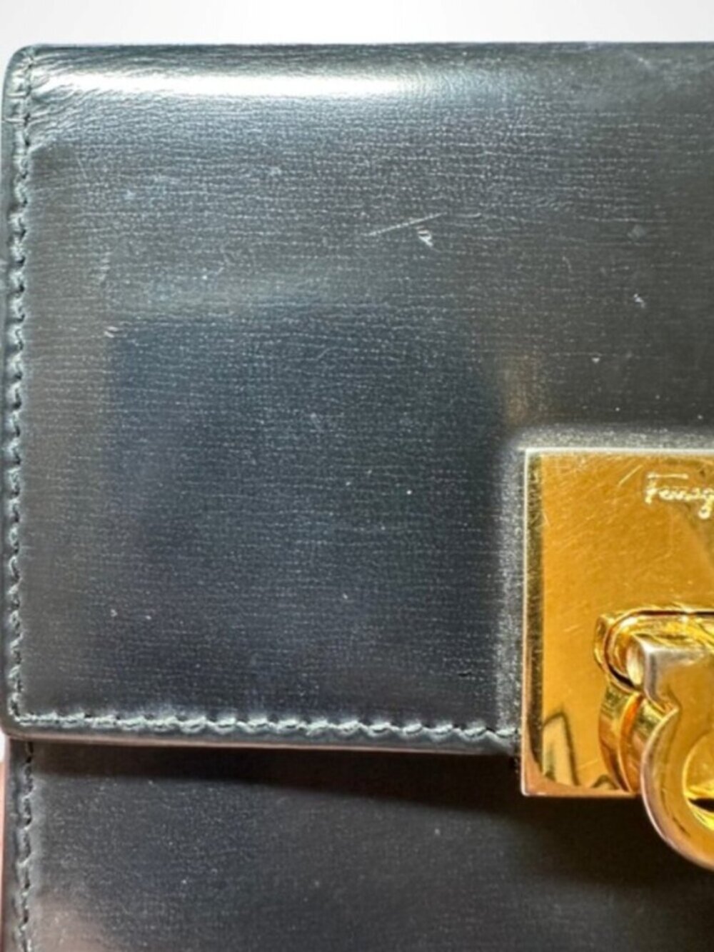 SALVATORE FERRAGAMO Gancini Mini Tri Fold Smooth Leather Wallet Black - Picture 14 of 16